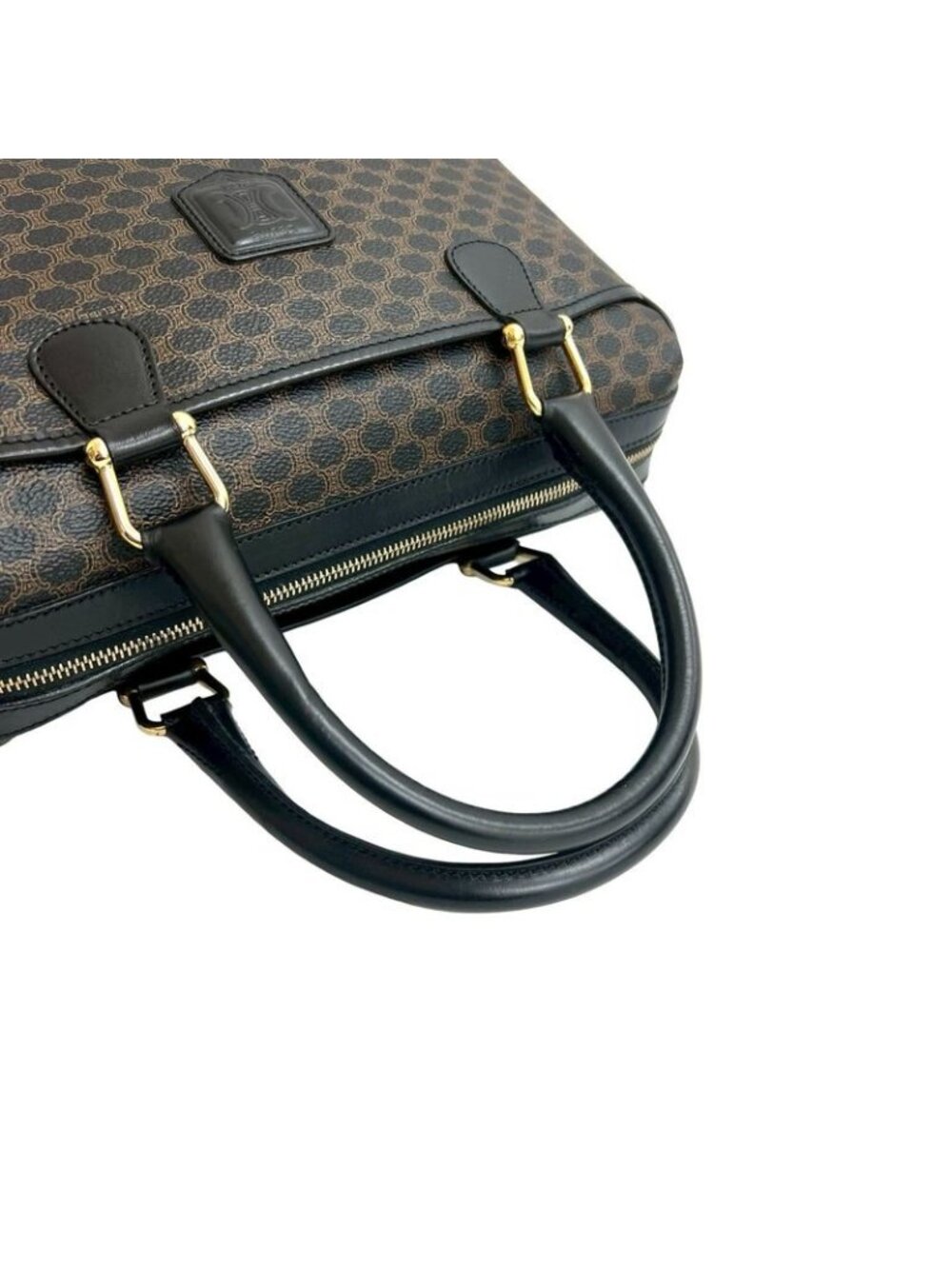 Celine Vintage Macadam Pattern Triomphe Logo Leather Handbag - Picture 4 of 10